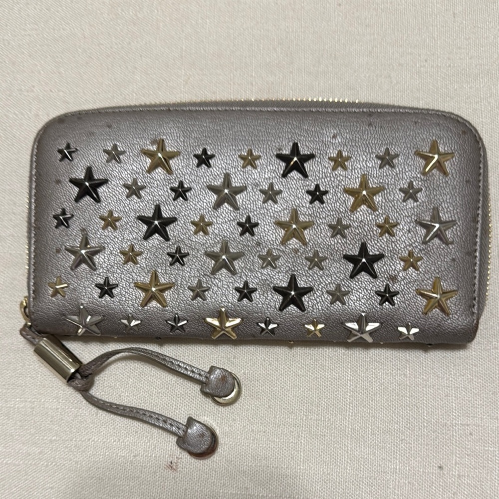 Jimmy Choo Gray and Gold Star Wallet